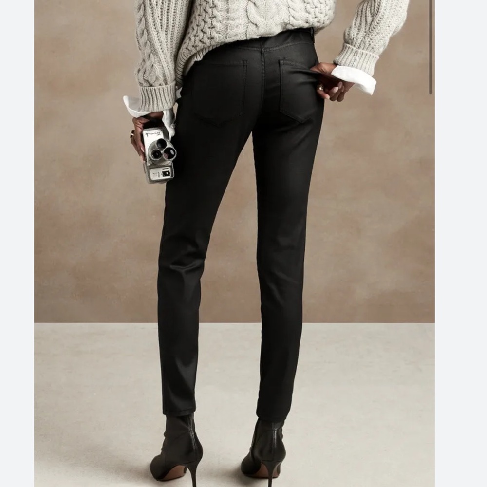 Banana Republic Skinny Coated Pant Mid Rise Size 30 NWTS Black